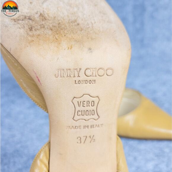 Jimmy Choo London Slingback Stiletto Heels Beige Pointed Toe Women's Sz EU 37.5 - Picture 8 of 16